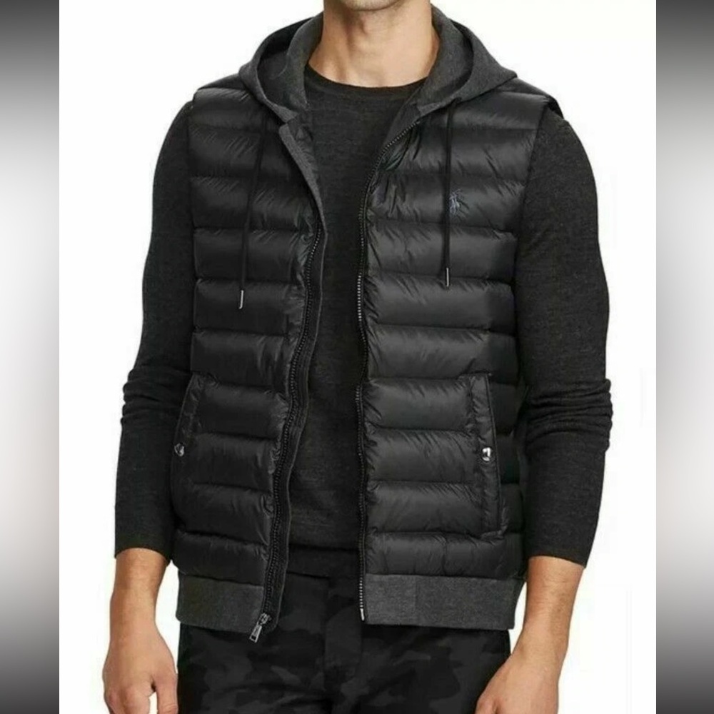 Ralph Lauren - Men's Black Puffer Down Vest with Hood - S